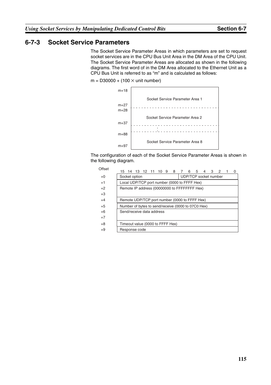 Socket service parameters, 7-3 socket service parameters | Omron CS CJ1W-ETN21 User Manual | Page 139 / 242