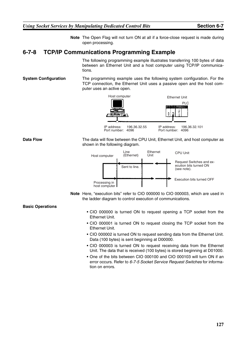 Tcp/ip communications programming example, 7-8 tcp/ip communications programming example | Omron CS CJ1W-ETN21 User Manual | Page 151 / 242