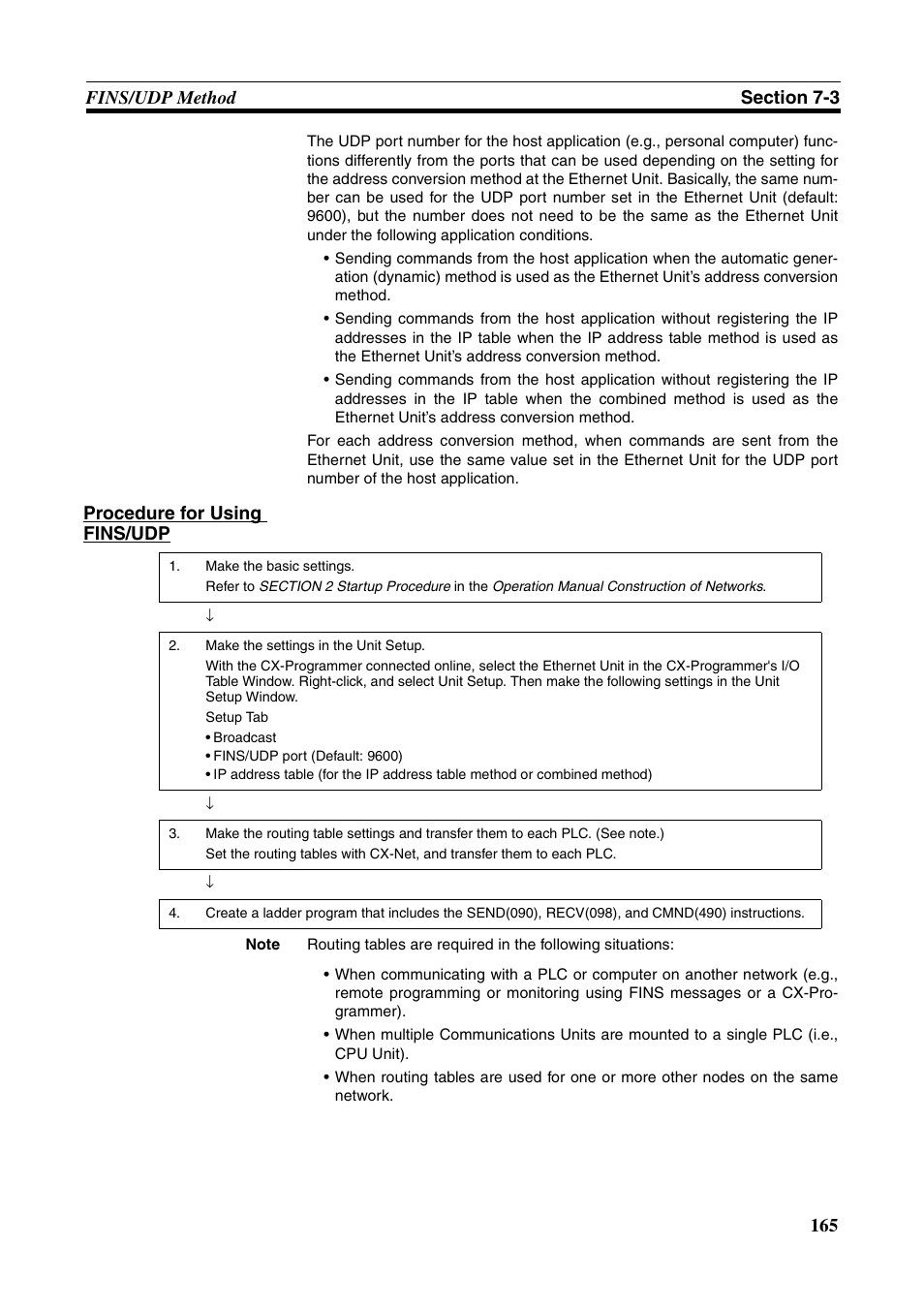 Procedure for using fins/udp | Omron CS CJ1W-ETN21 User Manual | Page 189 / 242