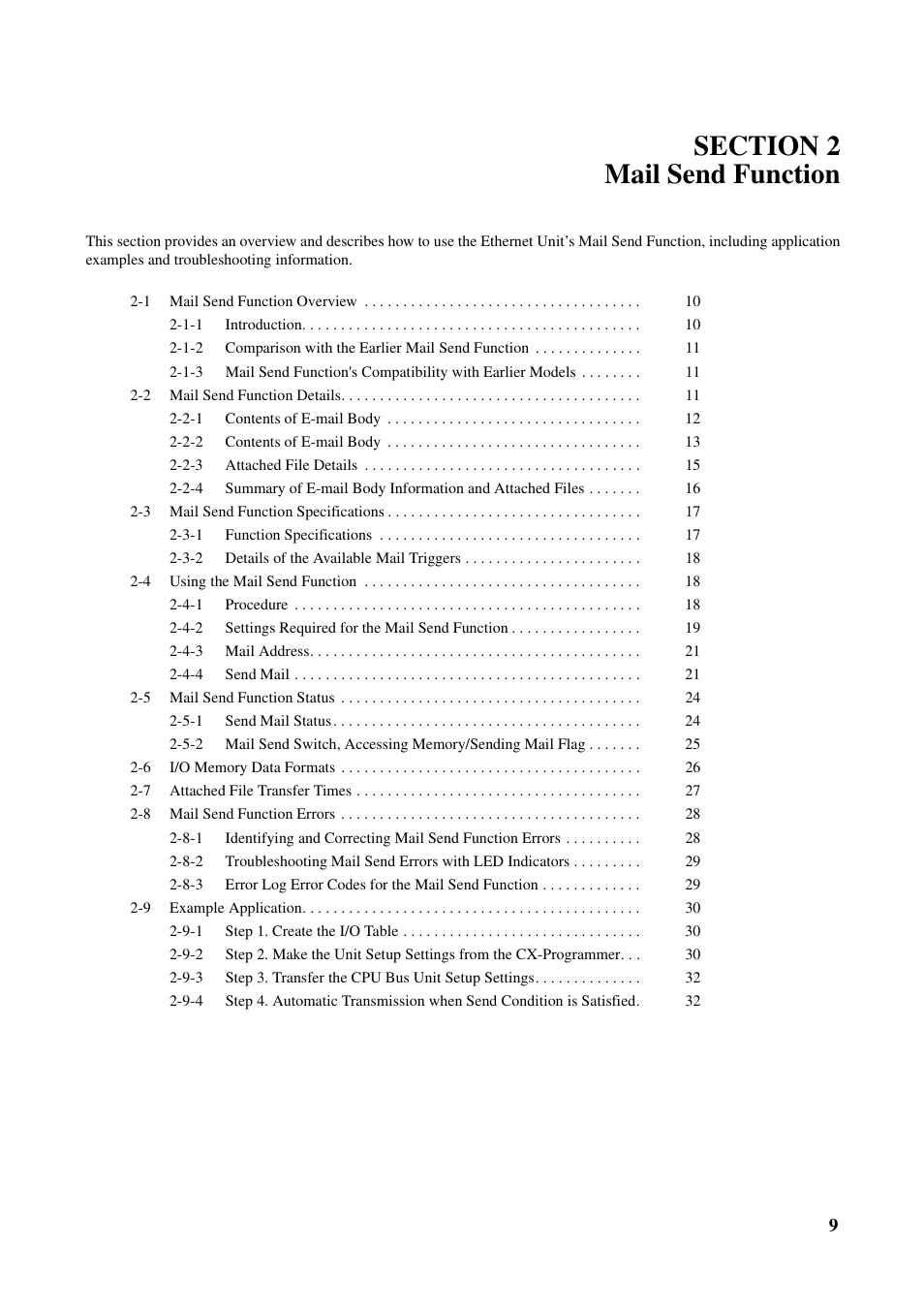 Section 2 mail send function | Omron CS CJ1W-ETN21 User Manual | Page 33 / 242