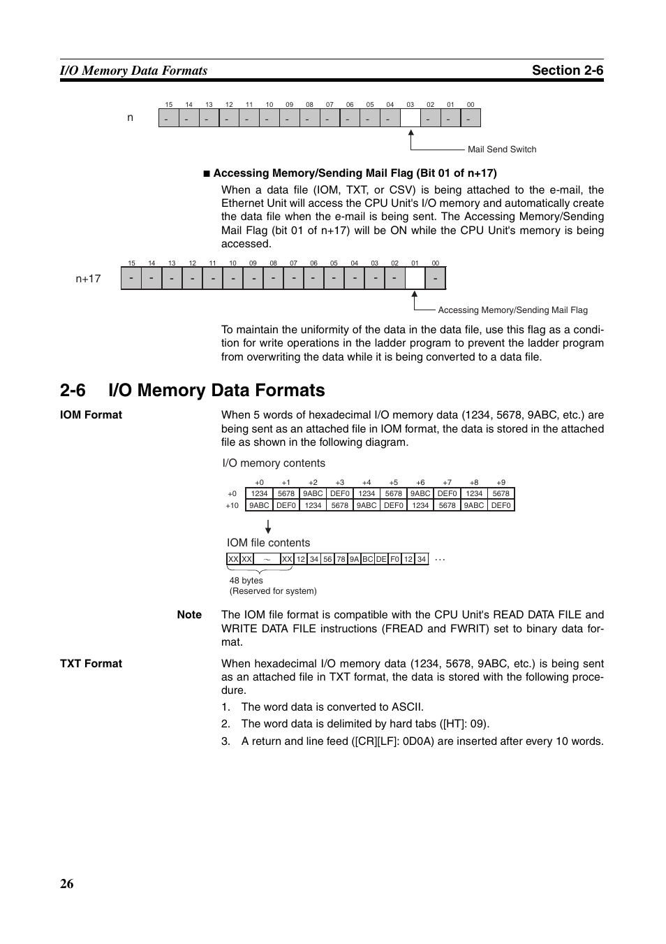 6 i/o memory data formats, I/o memory data formats | Omron CS CJ1W-ETN21 User Manual | Page 50 / 242