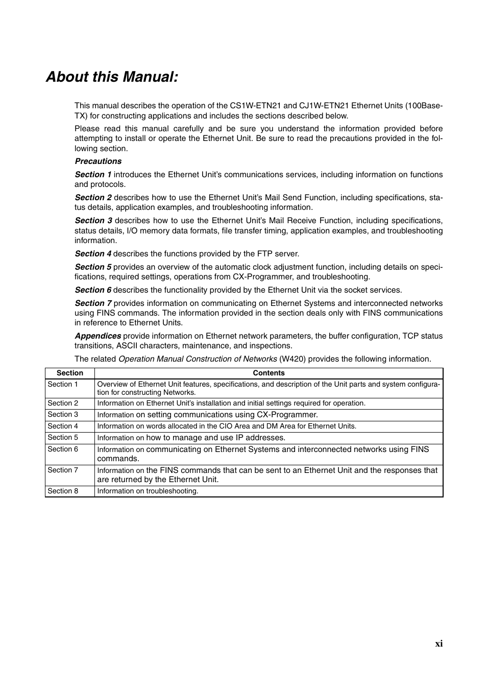 About this manual | Omron CS CJ1W-ETN21 User Manual | Page 9 / 242