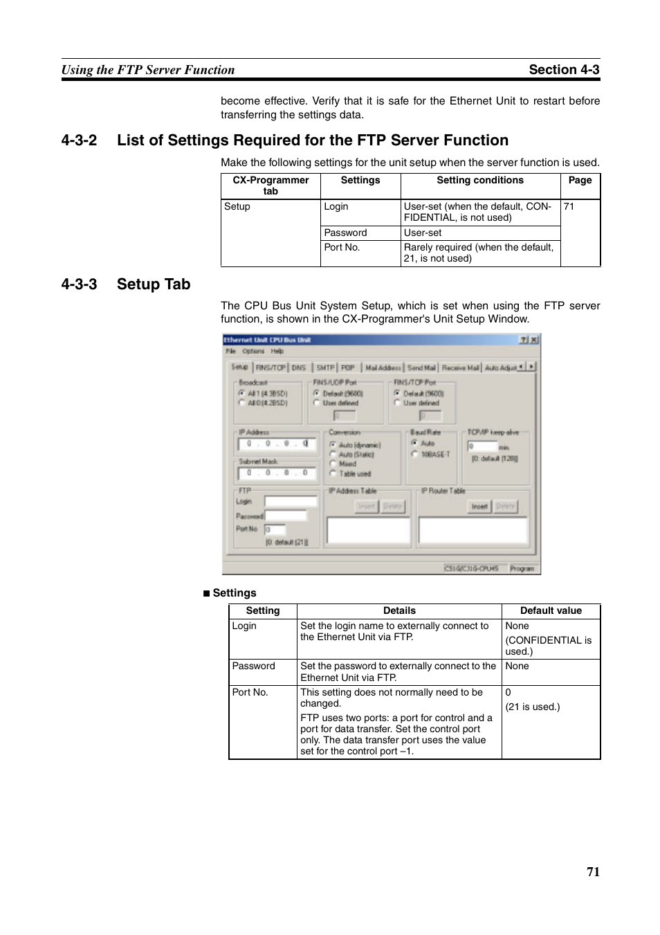 Setup tab, 3-3 setup tab | Omron CS CJ1W-ETN21 User Manual | Page 95 / 242