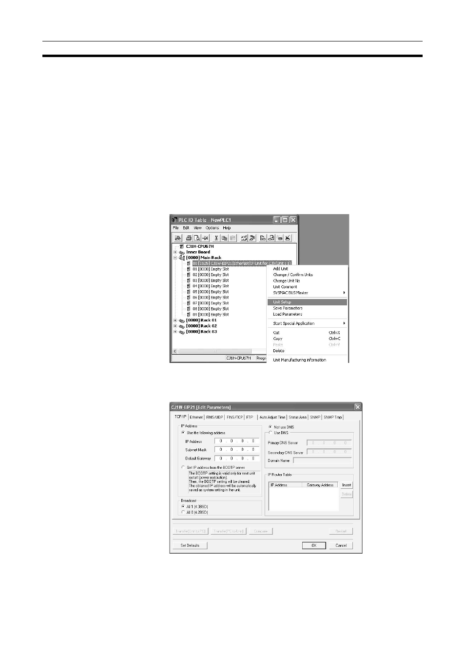 8 tcp/ip and link settings, 8-1 setting procedure with the cx-programmer, Tcp/ip and link settings | Setting procedure with the cx-programmer, 8 tcp/ip and link, Settings | Omron SYSMAC CJ1W-EIP21 User Manual | Page 78 / 464