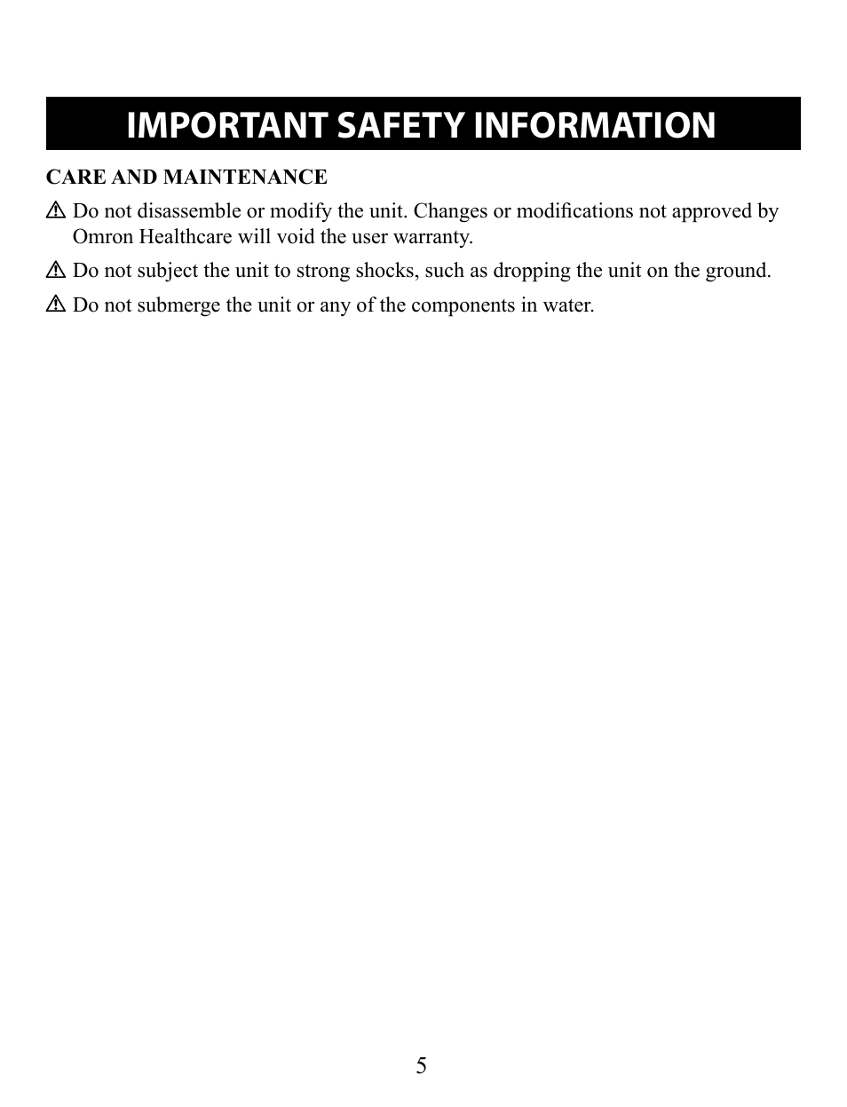 Care and maintenance, Important safety information | Omron Pedometer HJ-321 User Manual | Page 5 / 23