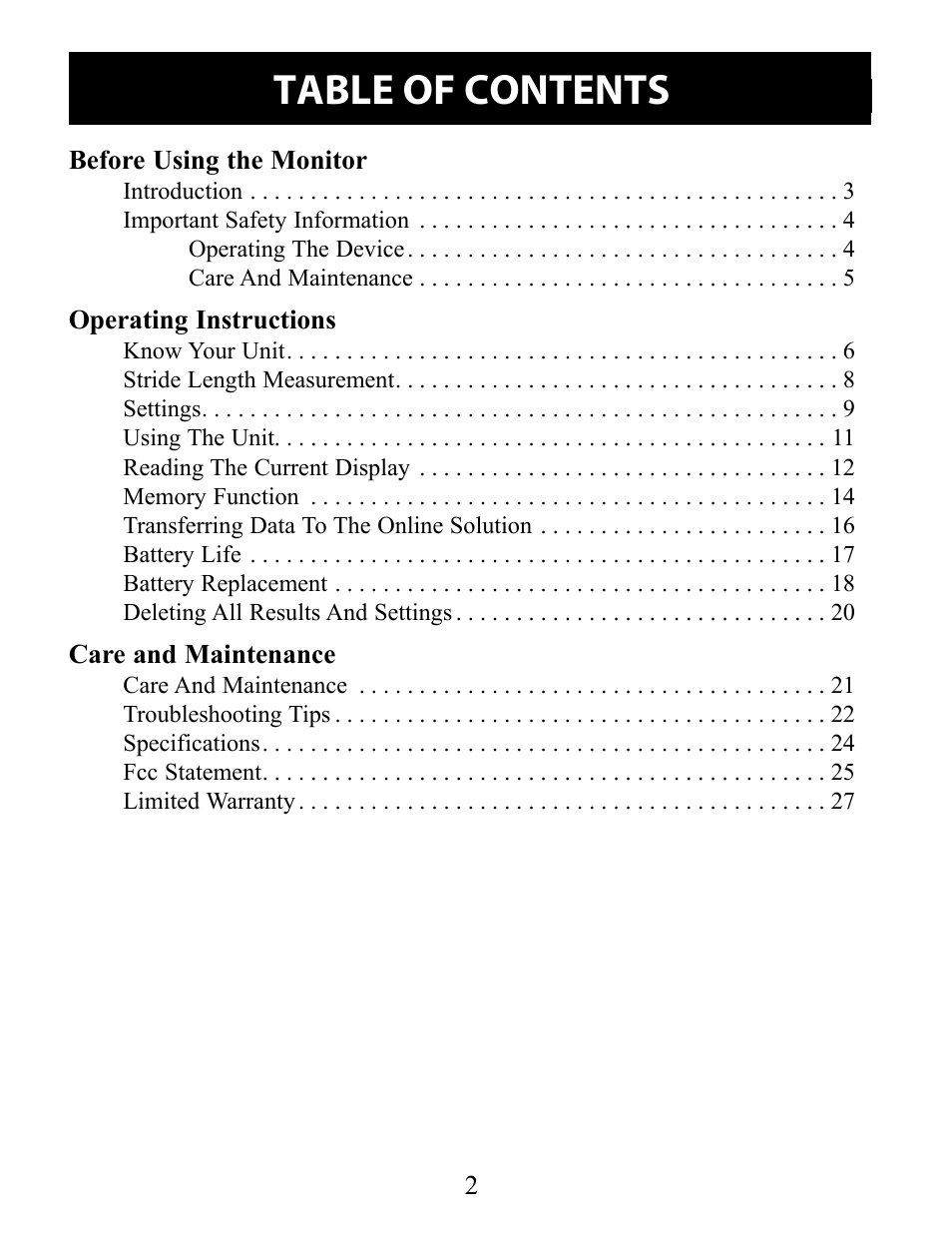 Omron Pedometer HJ-324U User Manual | Page 2 / 28