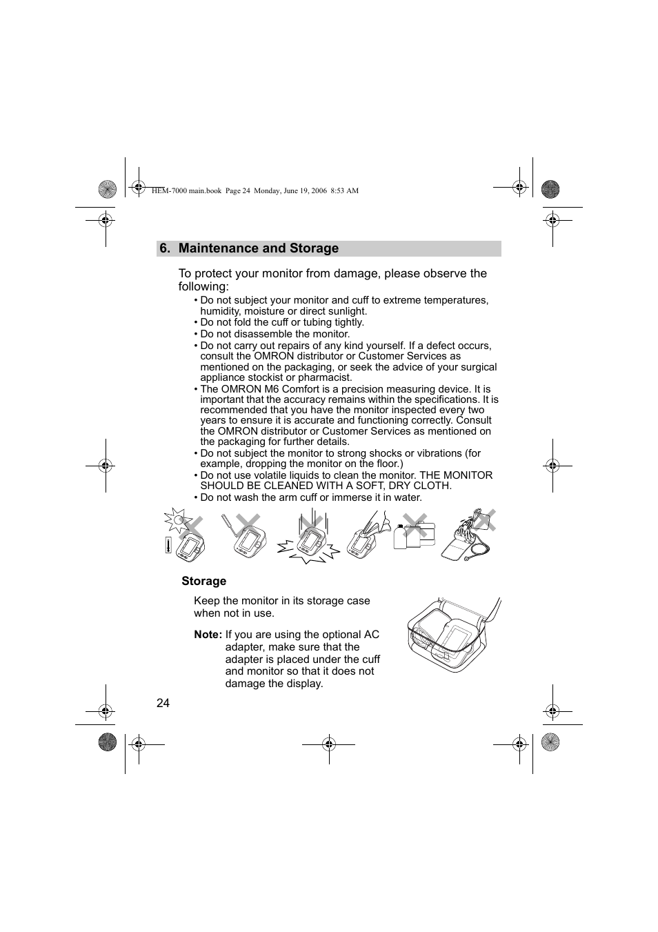 Maintenance and storage | Omron M6 Comfort User Manual | Page 24 / 30