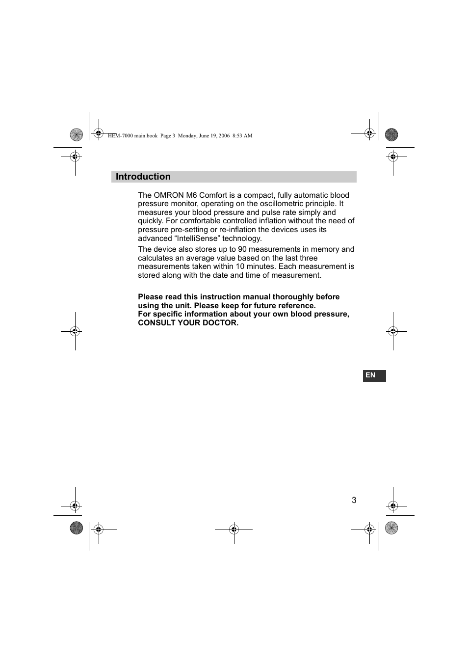 Introduction | Omron M6 Comfort User Manual | Page 3 / 30