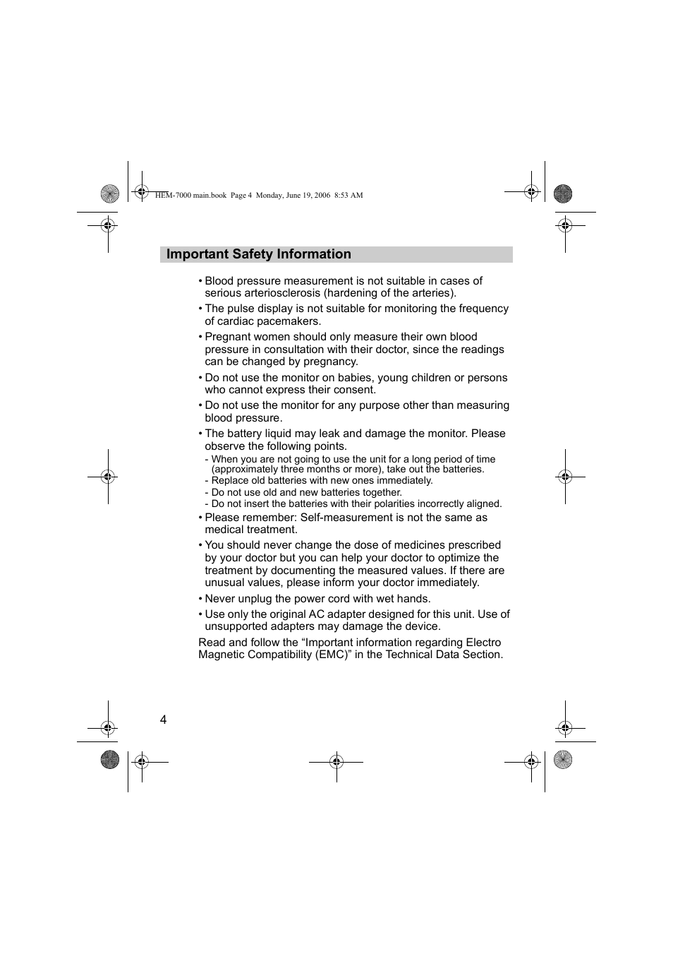 Important safety information | Omron M6 Comfort User Manual | Page 4 / 30