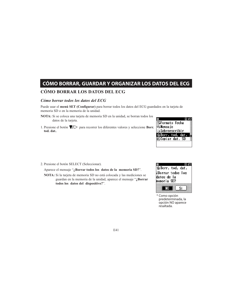 Cómo borrar, guardar y organizar los datos del ecg | Omron HCG-801 User Manual | Page 105 / 128