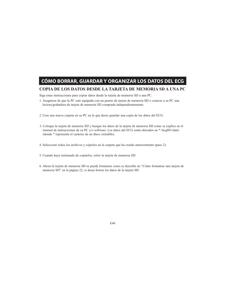Cómo borrar, guardar y organizar los datos del ecg | Omron HCG-801 User Manual | Page 110 / 128