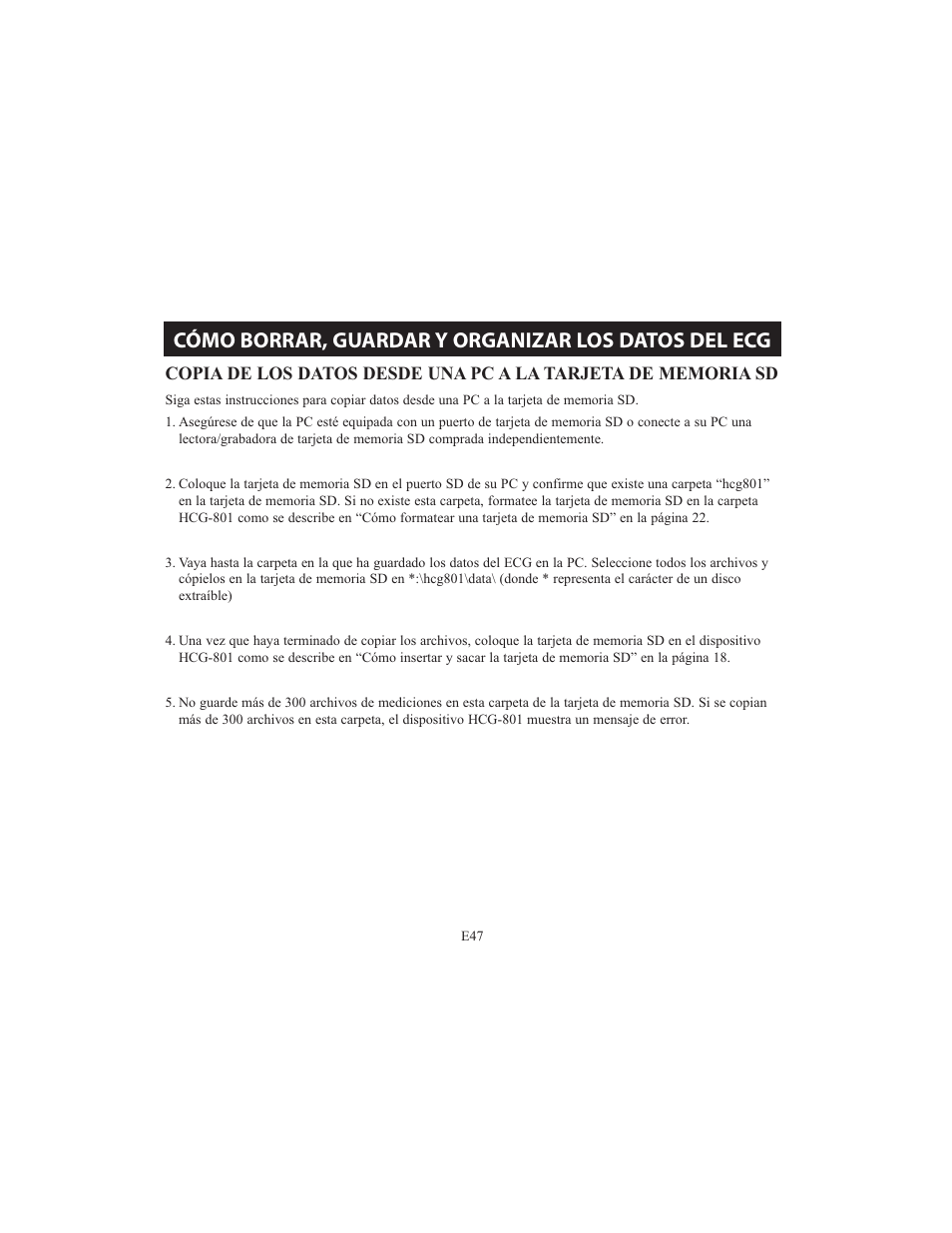 Cómo borrar, guardar y organizar los datos del ecg | Omron HCG-801 User Manual | Page 111 / 128