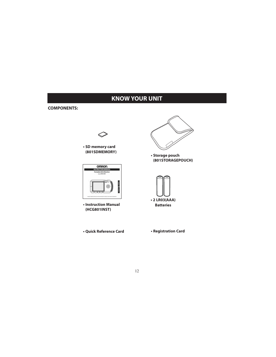 Know your unit | Omron HCG-801 User Manual | Page 12 / 128