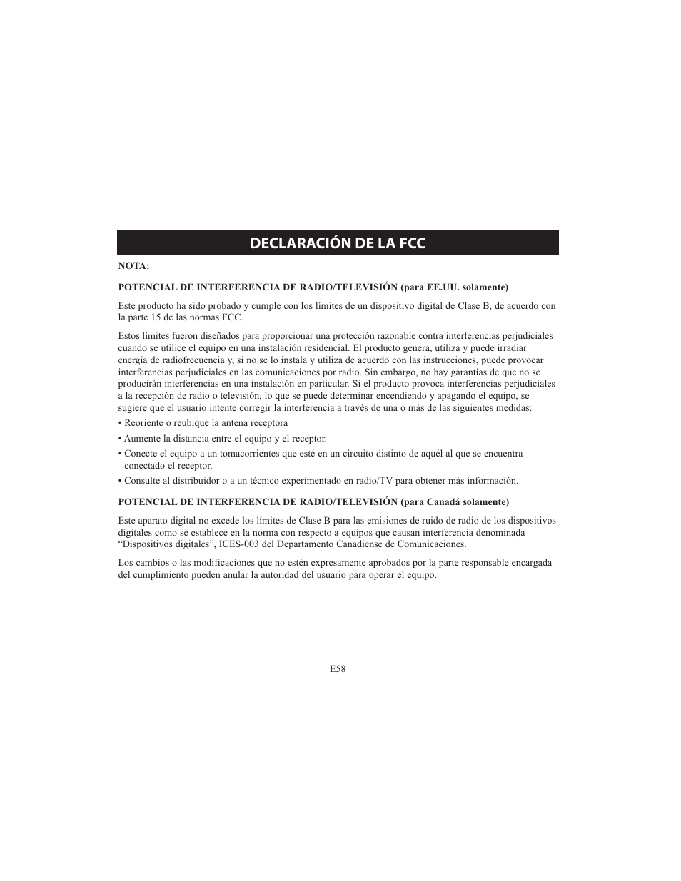 Declaración de la fcc | Omron HCG-801 User Manual | Page 122 / 128