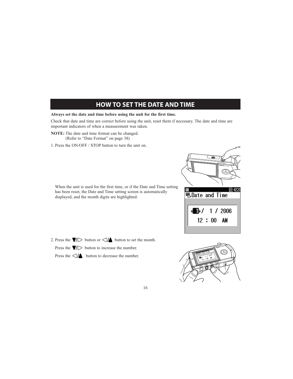 How to set the date and time | Omron HCG-801 User Manual | Page 16 / 128