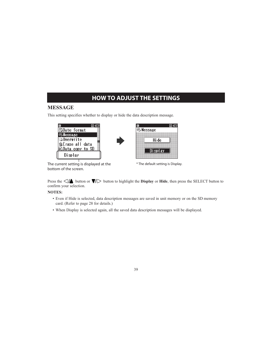 How to adjust the settings | Omron HCG-801 User Manual | Page 39 / 128