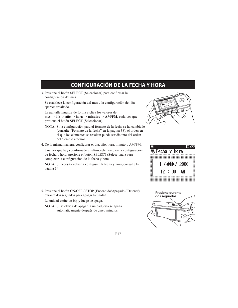 Configuración de la fecha y hora | Omron HCG-801 User Manual | Page 81 / 128