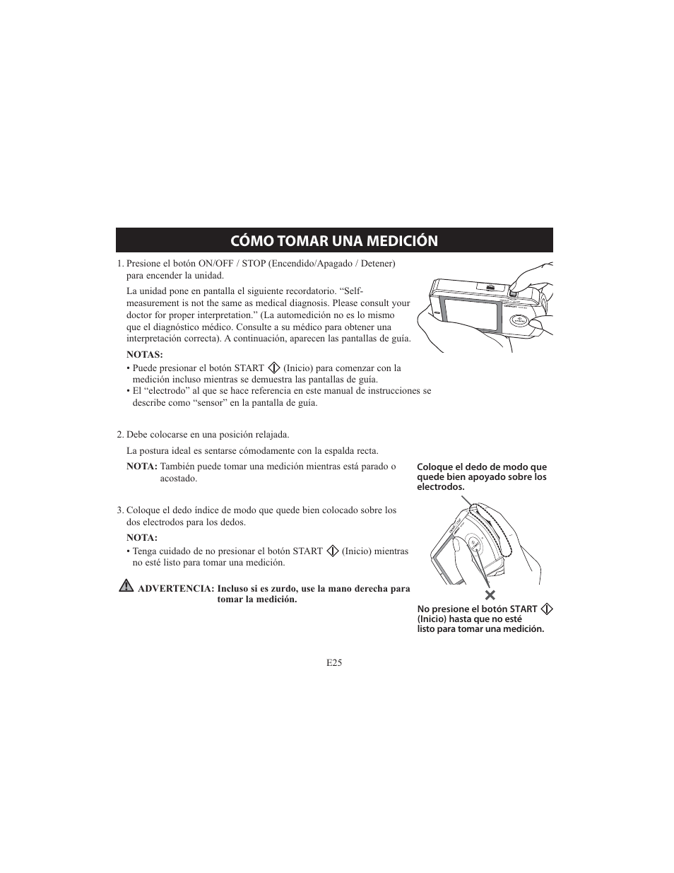 Cómo tomar una medición | Omron HCG-801 User Manual | Page 89 / 128