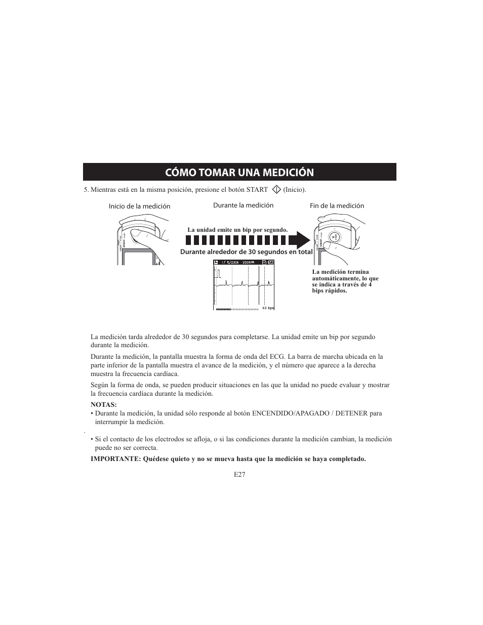 Cómo tomar una medición | Omron HCG-801 User Manual | Page 91 / 128