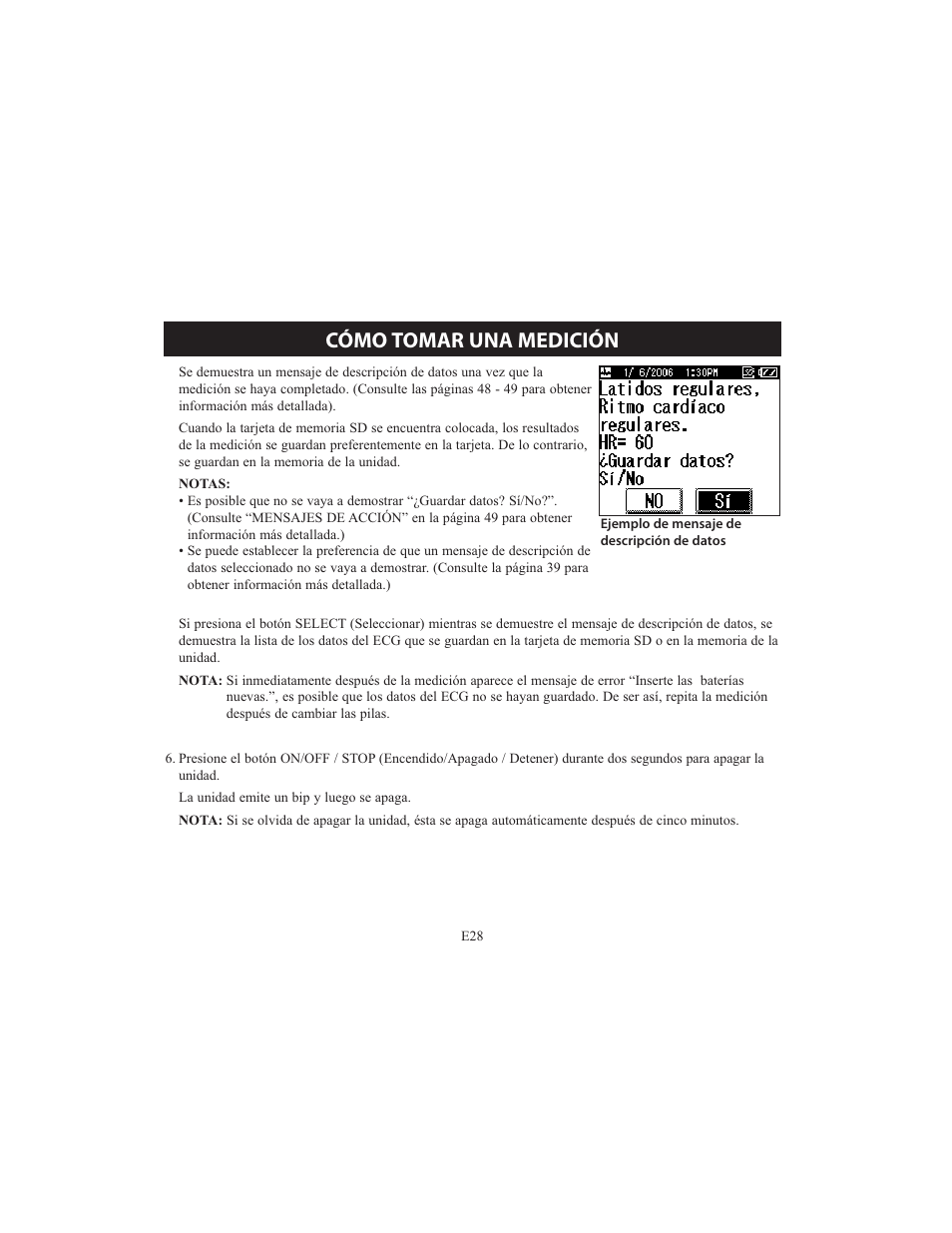 Cómo tomar una medición | Omron HCG-801 User Manual | Page 92 / 128