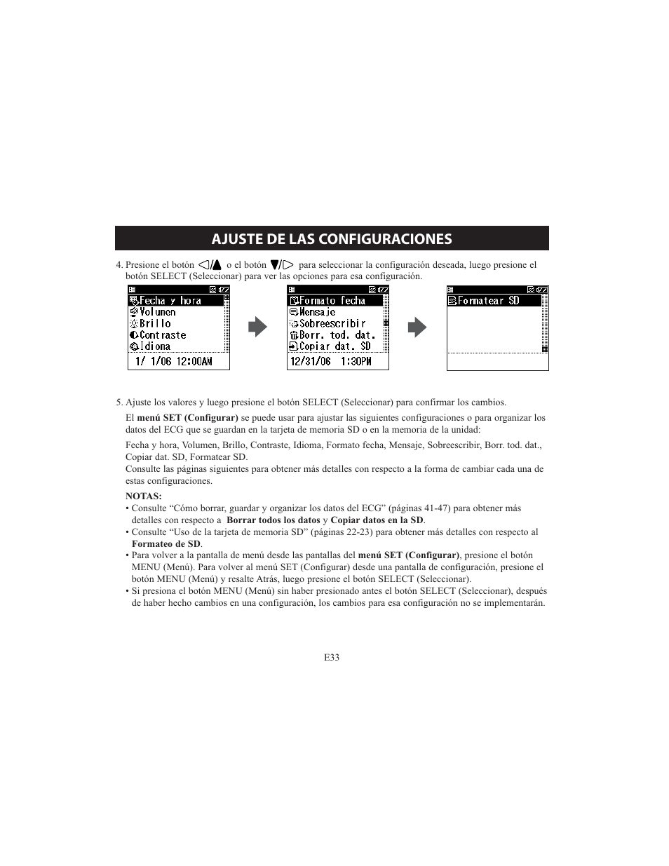 Ajuste de las configuraciones | Omron HCG-801 User Manual | Page 97 / 128