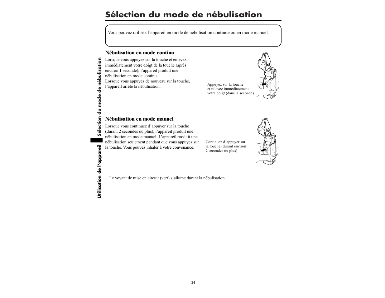 Sélection du mode de nébulisation | Omron NE-U22V User Manual | Page 38 / 72