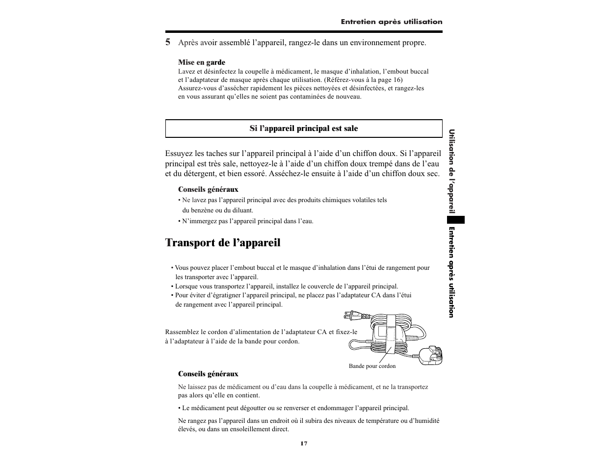 Transport de l’appareil | Omron NE-U22V User Manual | Page 41 / 72