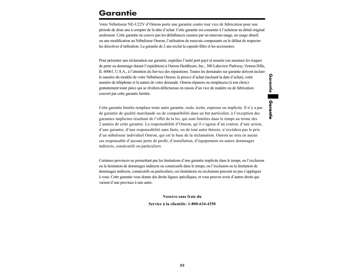 Garantie | Omron NE-U22V User Manual | Page 47 / 72