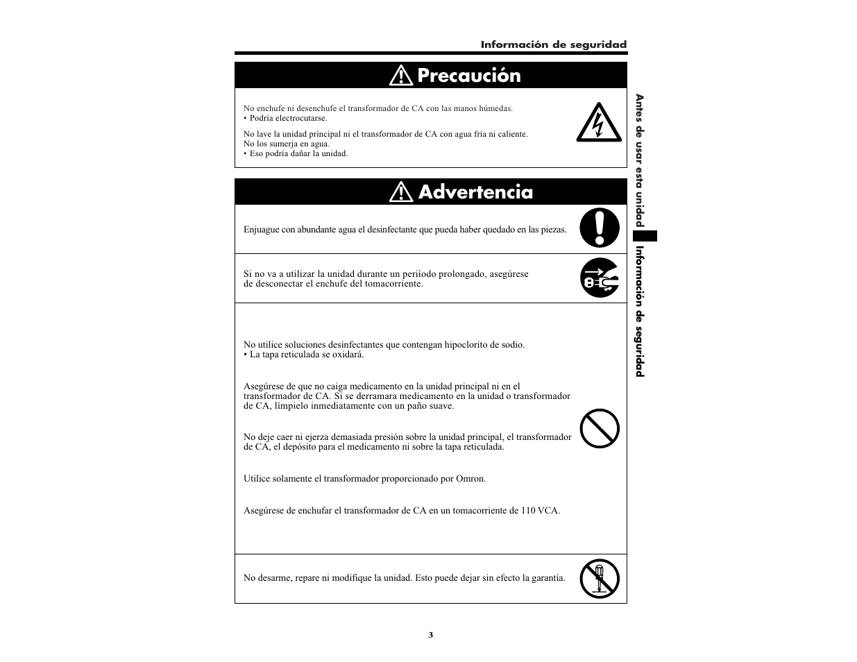Precaución advertencia | Omron NE-U22V User Manual | Page 51 / 72