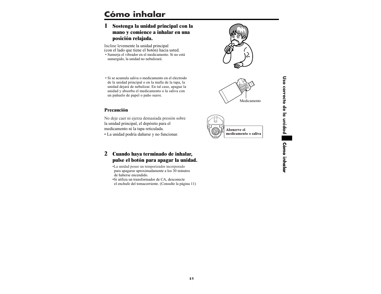 Cómo inhalar | Omron NE-U22V User Manual | Page 63 / 72