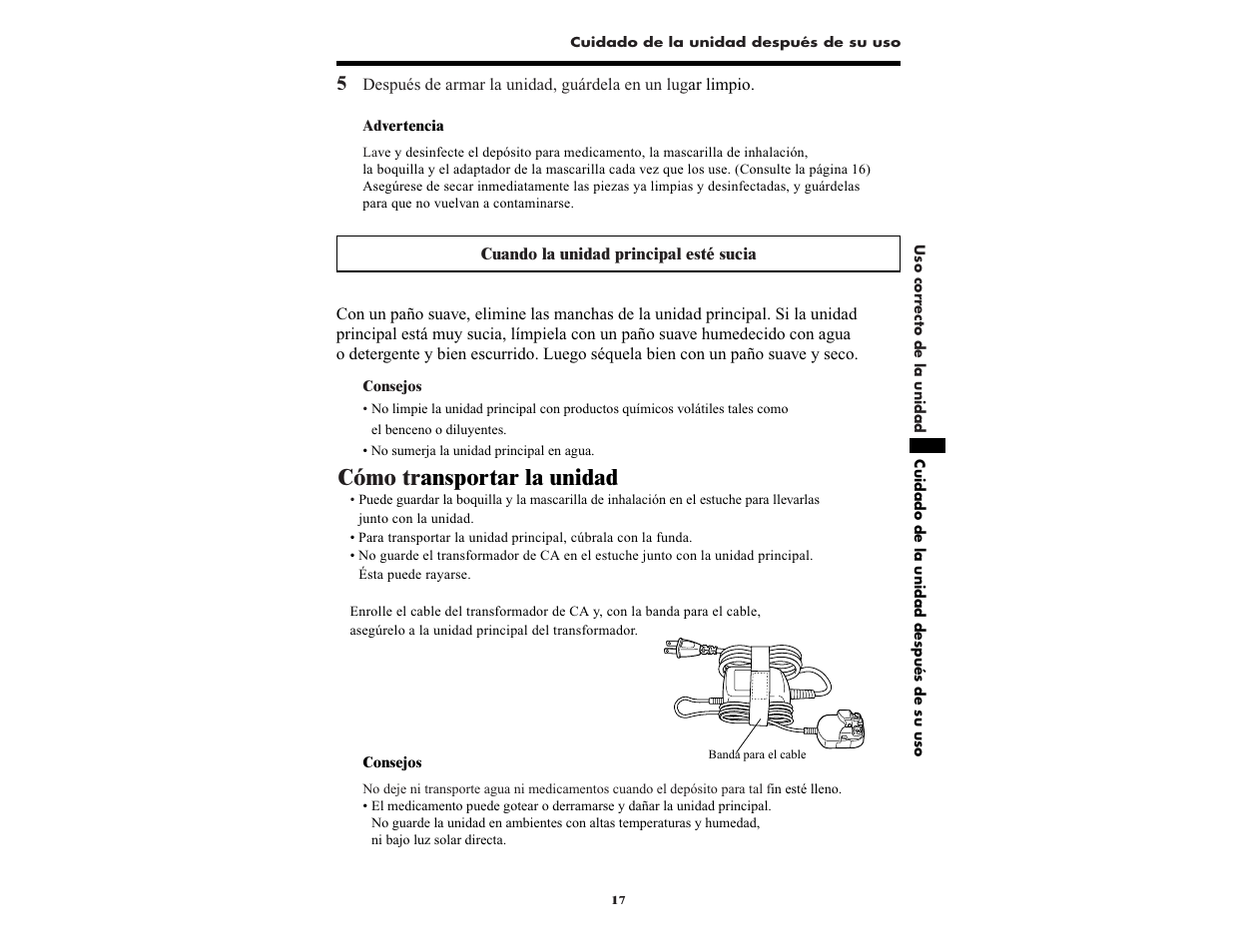 Cómo tr ansportar la unidad | Omron NE-U22V User Manual | Page 65 / 72
