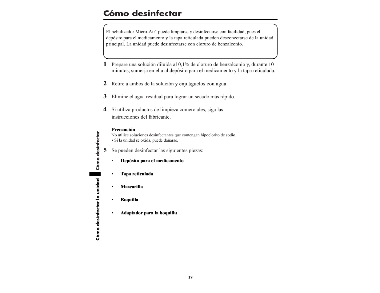 Cómo desinfectar | Omron NE-U22V User Manual | Page 66 / 72