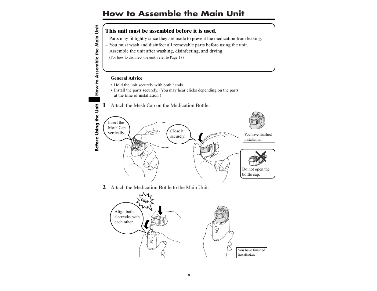How to assemble the main unit | Omron NE-U22V User Manual | Page 8 / 72