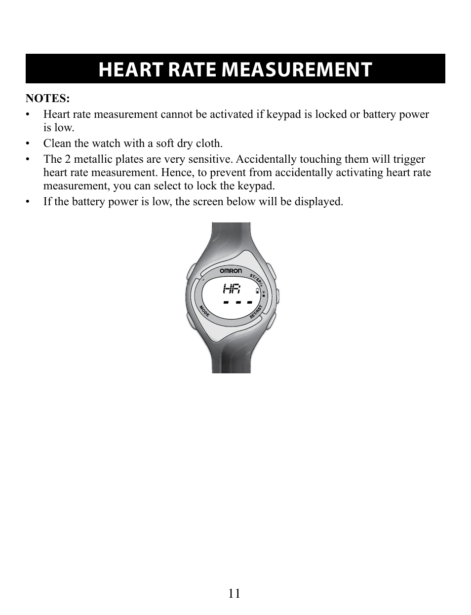 Heart rate measurement | Omron STRAPLESS HR-210 User Manual | Page 11 / 23