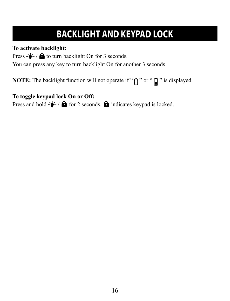 Backlight and keypad lock | Omron STRAPLESS HR-210 User Manual | Page 16 / 23