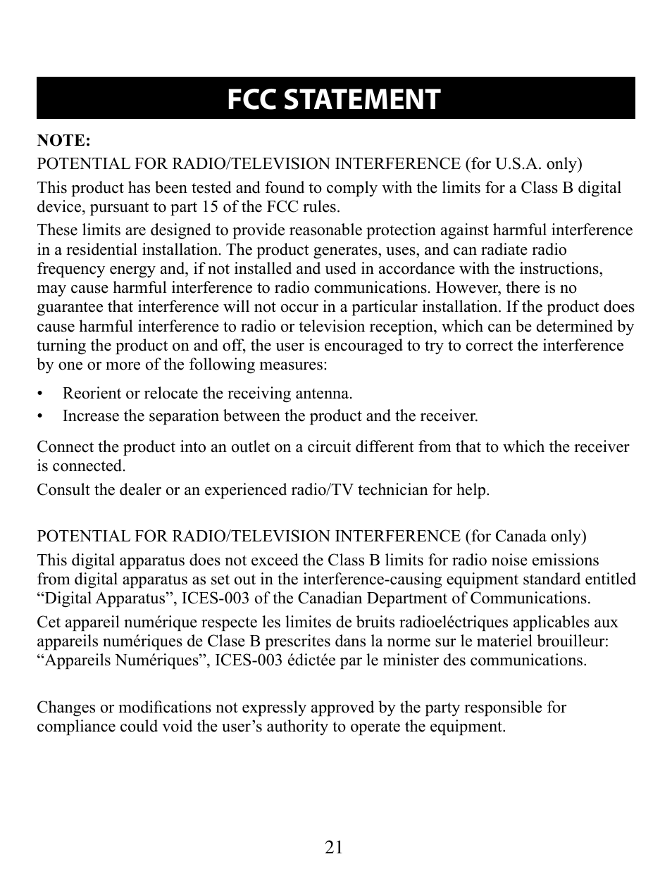 Fcc statement | Omron STRAPLESS HR-210 User Manual | Page 21 / 23