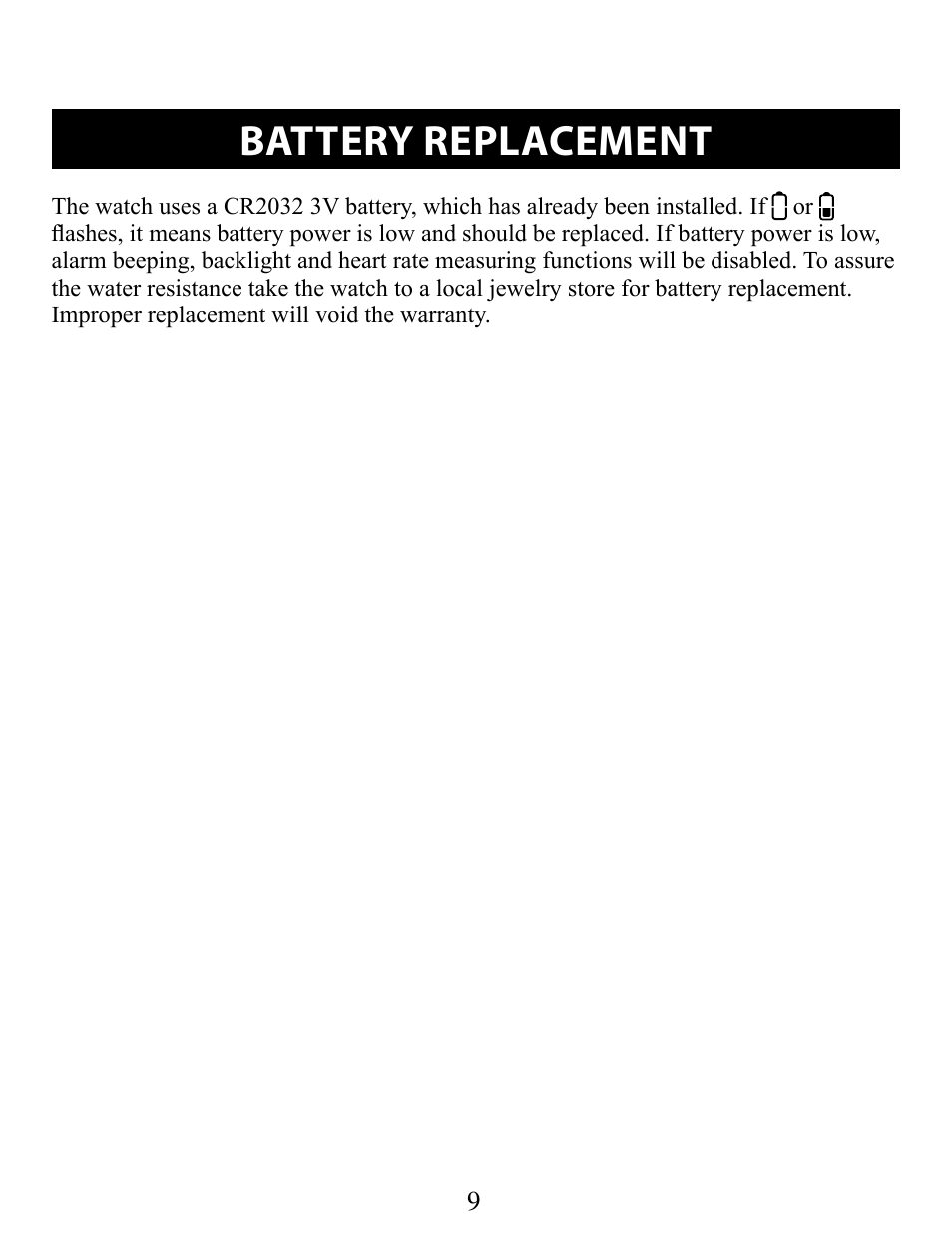 Battery replacement | Omron STRAPLESS HR-210 User Manual | Page 9 / 23