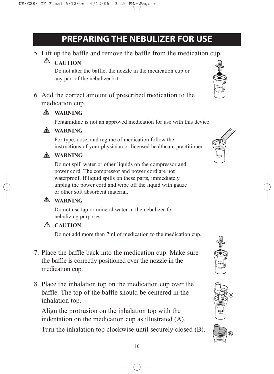 Operating instructions, Preparing the nebulizer for use | Omron NE-C28 User Manual | Page 10 / 112