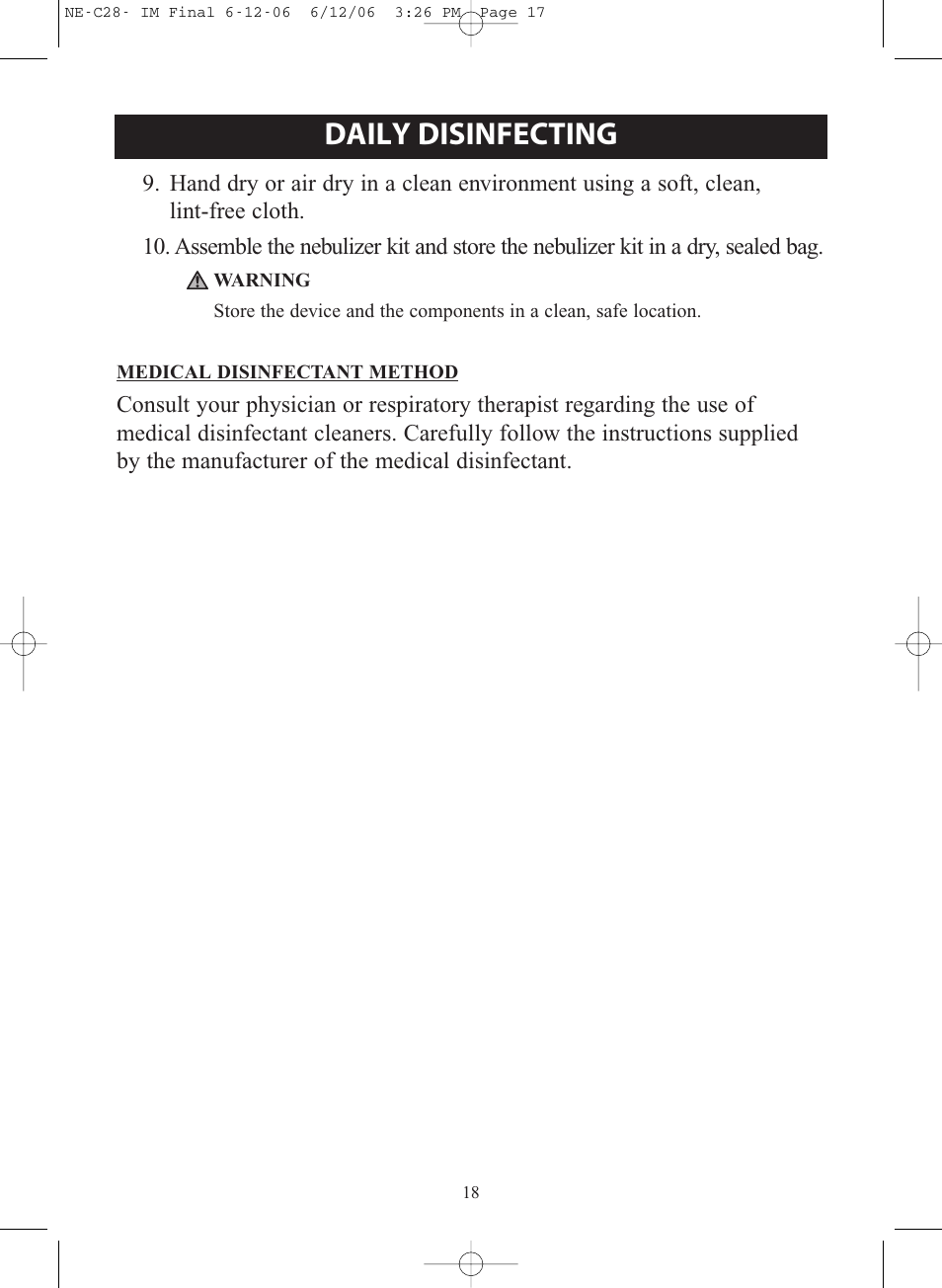 Daily disinfecting | Omron NE-C28 User Manual | Page 18 / 112