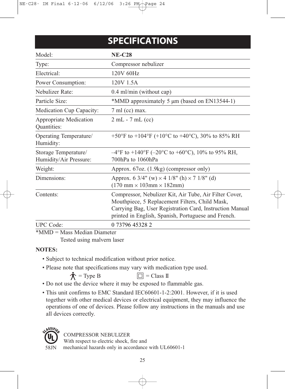 Specifications | Omron NE-C28 User Manual | Page 25 / 112