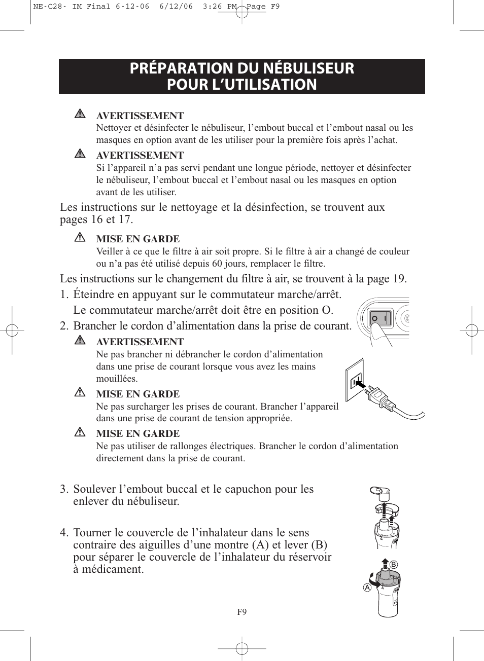 Préparation du nébuliseur pour l’utilisation | Omron NE-C28 User Manual | Page 37 / 112