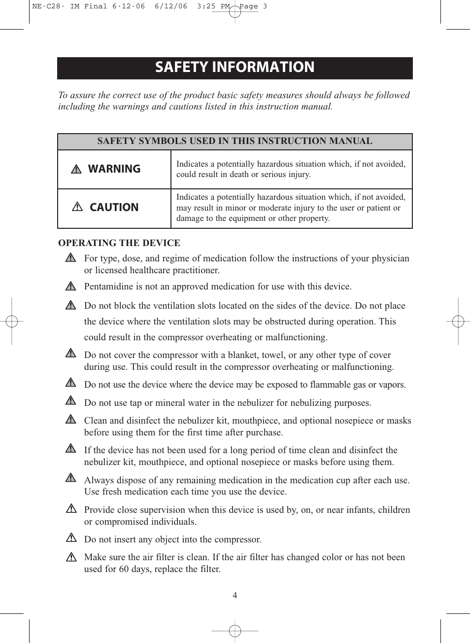 Safety information, Warning, Caution | Omron NE-C28 User Manual | Page 4 / 112