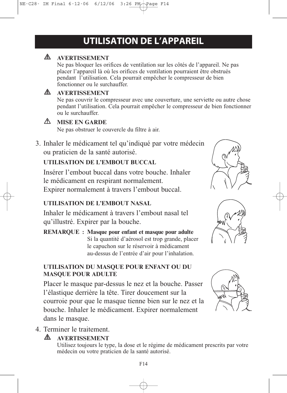 Utilisation de l’appareil | Omron NE-C28 User Manual | Page 42 / 112