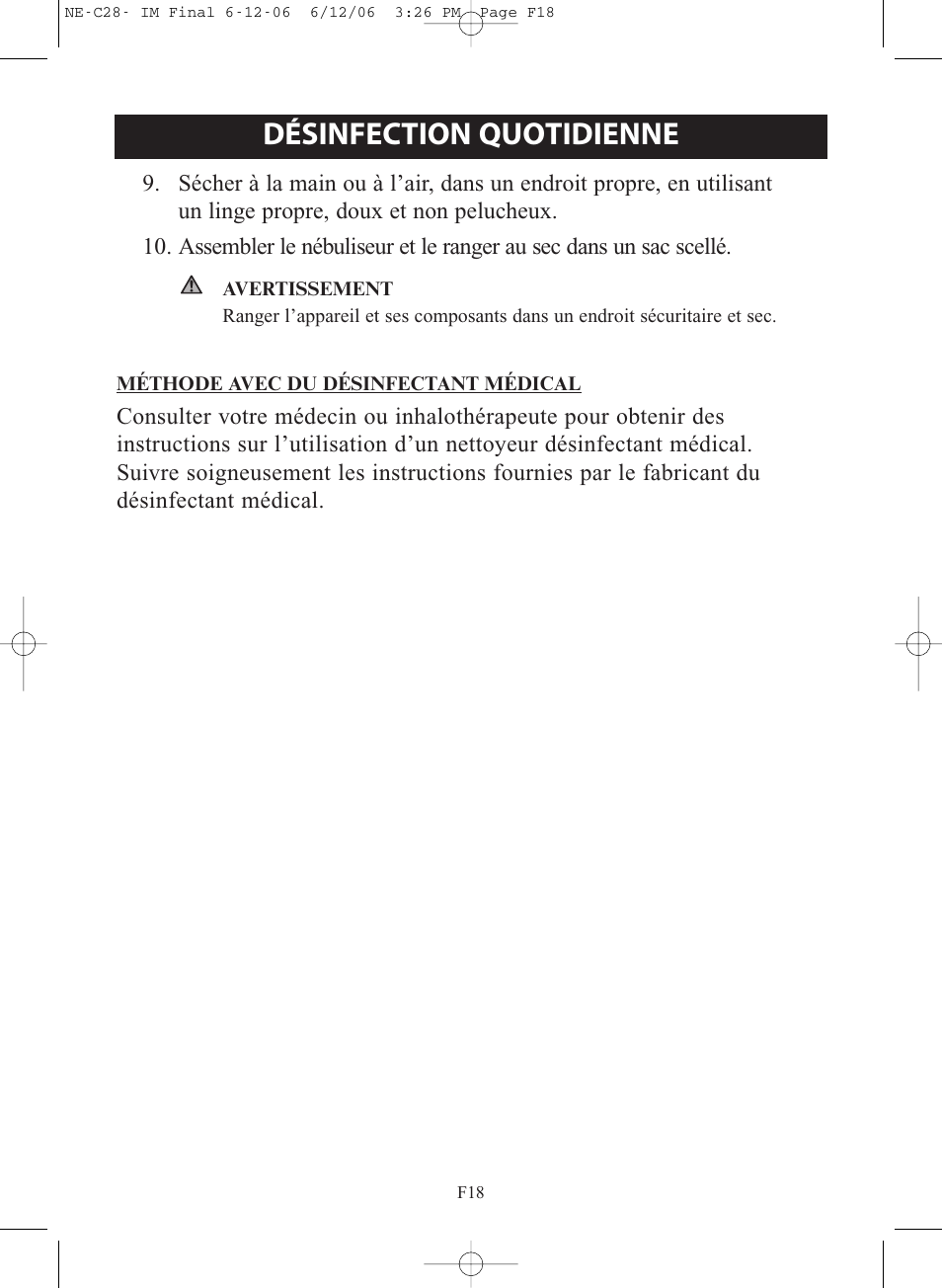 Désinfection quotidienne | Omron NE-C28 User Manual | Page 46 / 112