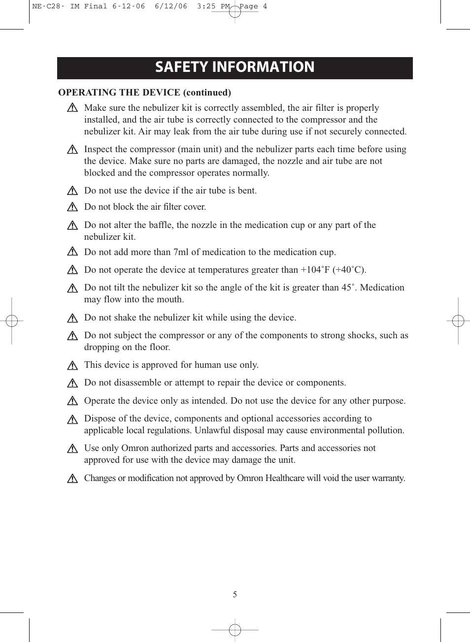 Safety information | Omron NE-C28 User Manual | Page 5 / 112