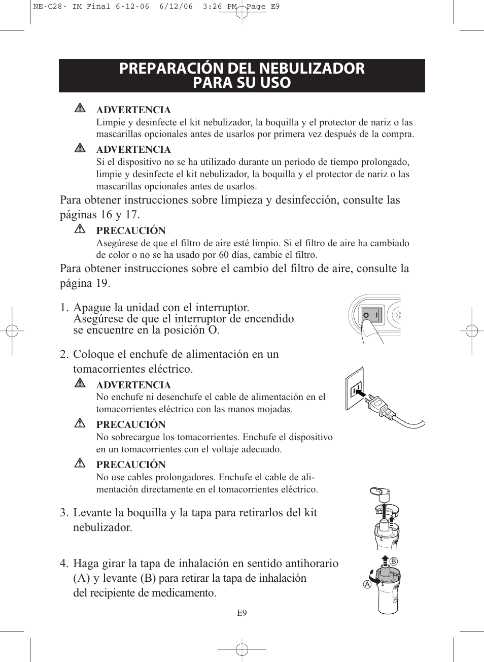 Preparación del nebulizador para su uso | Omron NE-C28 User Manual | Page 65 / 112