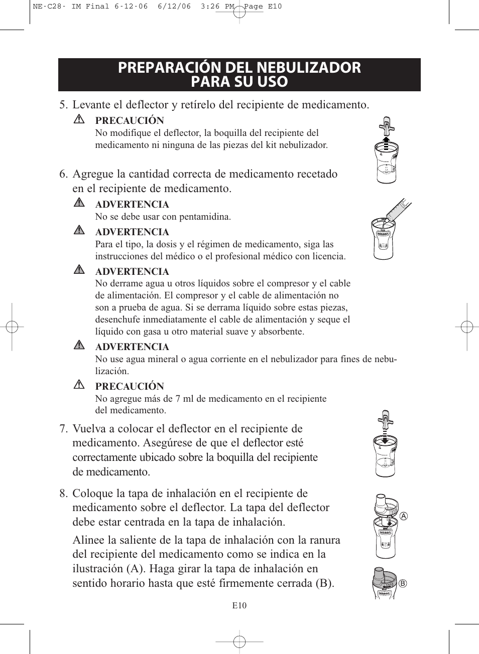 Preparación del nebulizador para su uso | Omron NE-C28 User Manual | Page 66 / 112