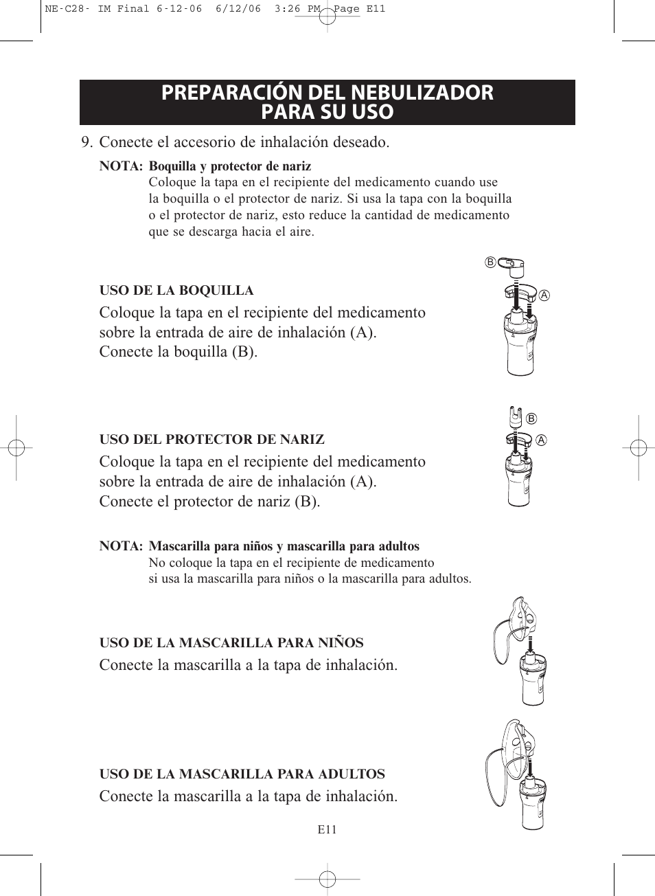 Preparación del nebulizador para su uso | Omron NE-C28 User Manual | Page 67 / 112