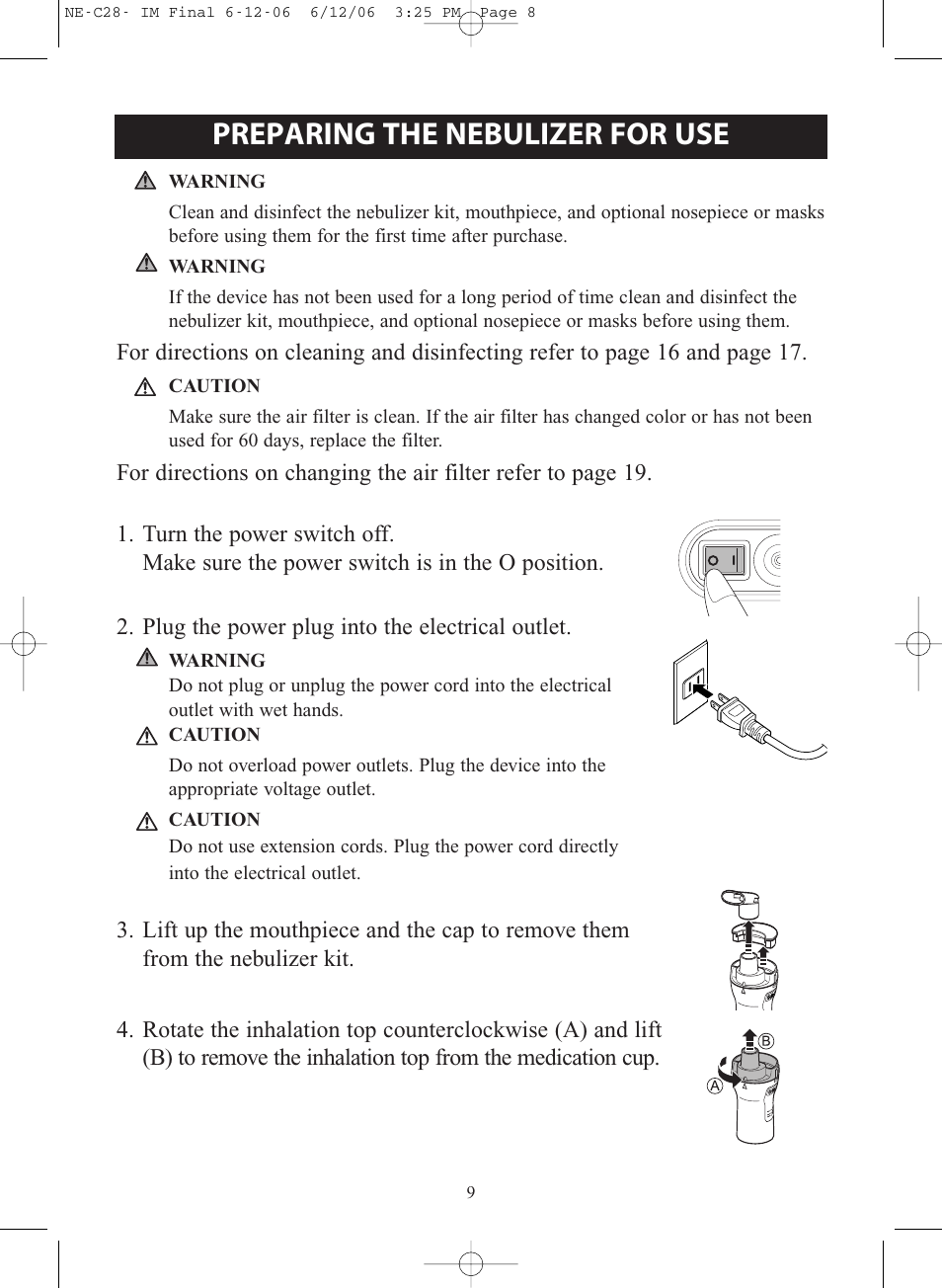 Preparing the nebulizer for use | Omron NE-C28 User Manual | Page 9 / 112