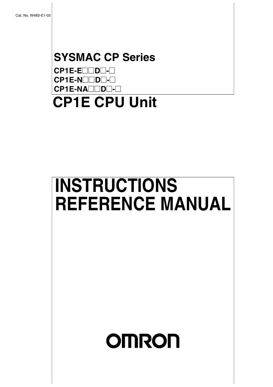 Omron SYSMAC CP CP1E-N@@D@-@ User Manual | 467 pages